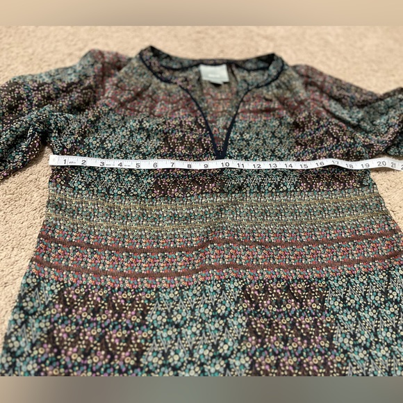 Anthropologie Maeve Poppy Print Pull Over 3/4 Length Sleeves V-neck Blouse Sz XS - Picture 11 of 12